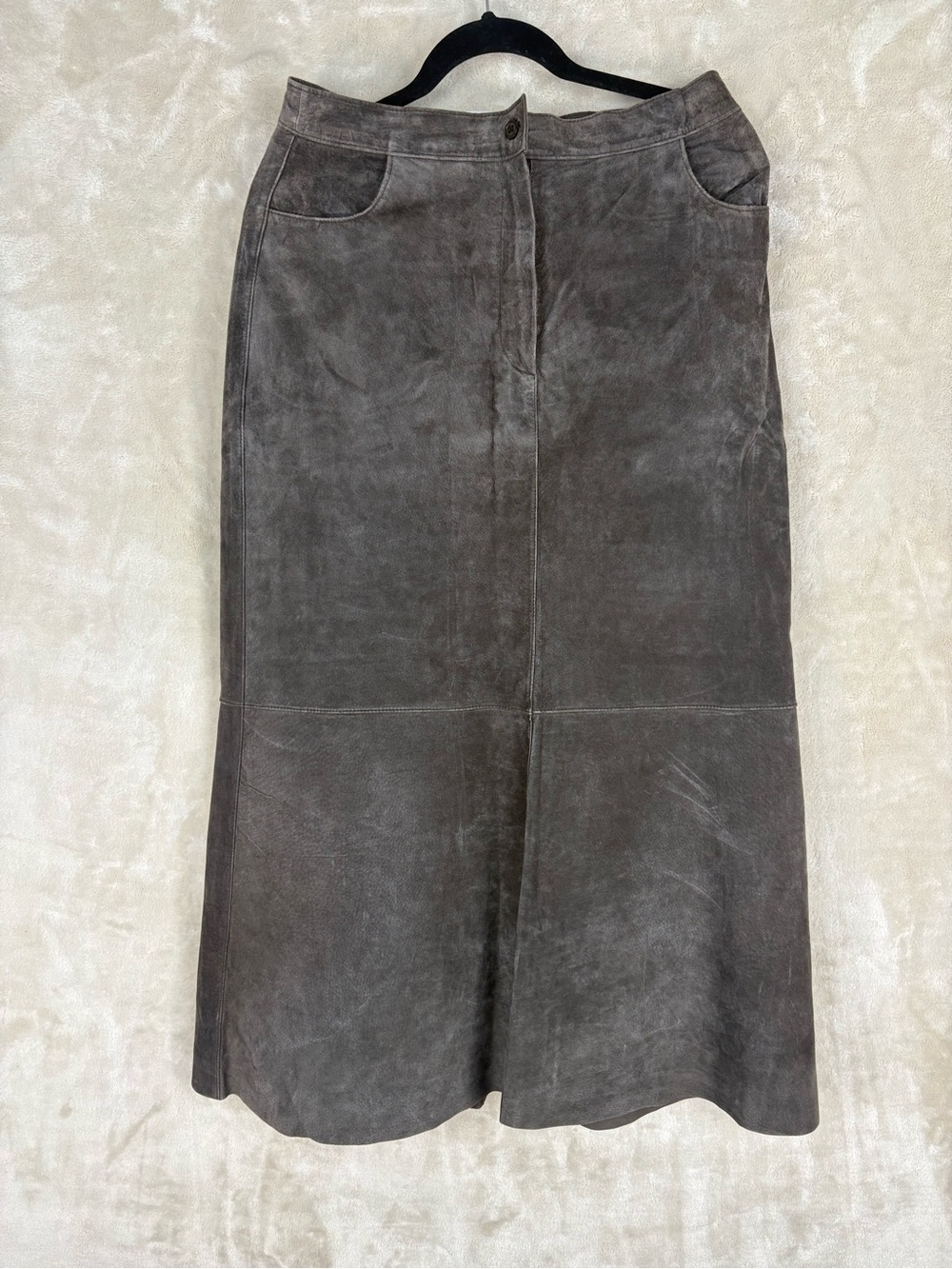 Women’s Washable Suede Maxi Skirt - Dark Brown